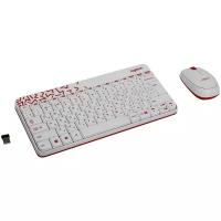 Комплект клавиатура + мышь Logitech MK240 Nano, white/red русская