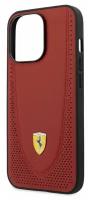 Ferrari для iPhone 13 Pro Max чехол Genuine leather Curved with metal logo Hard Red