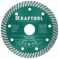 KRAFTOOL Ø 115Х22.2 мм, алмазный, сегментный, по армированному бетону, кирпичу диск отрезной TURBO 36682-115