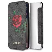 Чехол-книжка CG Mobile Guess Flower Desire 4G Booktype PU/Roses для iPhone X/XS, цвет Серый (GUFLBKPX4GROG)