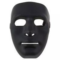 Карнавальная маска пластик лицо черная 19*16 см 536485
