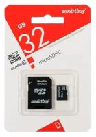 Карта памяти Smartbuy microSD, 32 Гб, SDHC, класс 10, с адаптером SD