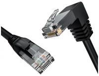 GCR Патч-корд 3.0m UTP кат.6, черный, нижний угол, литой, ethernet high speed, RJ45, T568B