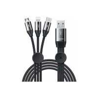 Кабель Baseus Car Co-sharing Cable USB For M+L+T 3.5A 1m - Black (CAMLT-FX01)