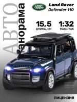 Машинка металлическая ТМ Автопанорама, Land Rover Defender 110, М1:32, свободный ход колес, свет, звук, JB1251534