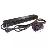 Блок распределения питания Lanmaster TWT-PDU-16A8C9L-3.0 верт. размещ. 8xC19 базовые 16A Schuko 3м