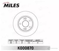 Диск тормозной RENAULT LAGUNA 95-01/SCENIC 00-03 передний вент. D280мм. K000870 MILES K000870