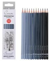 Набор карандашей чёрнографитных разной твёрдости ЗХК Сонет, 12 штук, 8B-2H, 1 набор