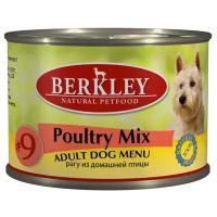 Berkley Adult Dog Menu Poultry Mix № 9 паштет для взрослых собак с натуральным мясом цыплёнка, индейки, утки - 200 г х 6 шт