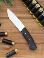 Нож охотничий Комбат цельнометаллический, кованая сталь D2 твердость 61-62 HRc, рукоять черный граб, ручной работы, кованый