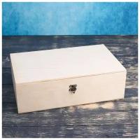 Подарочный ящик 34x21.5x10.5 см деревянный, с закрывающейся крышкой, без покраски
