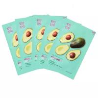 Holika Holika Набор смягчающих тканевых масок с авакадо Pure Essence Mask Sheet Avocado 20 мл*5 шт