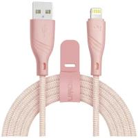 Кабель USB 2.0 AM - Lightning(M) (1м) 8P круглый; в тканевой оплётке, розовый, Crown CMCU-3043L pink