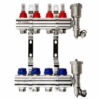 Комплект коллекторов Ридан FHF-4RF set с расходомерами, кронштейнами и воздухоотводчиками, 4 контура