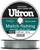 Монофильная леска для рыбалки ULTRON Match Fishing 0,203 мм, 5,0 кг, 100 м, светло-голубая, 1 штука