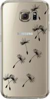 Силиконовый чехол на Samsung Galaxy S6 edge / Самсунг Галакси С 6 Эдж Летящие одуванчики, прозрачный