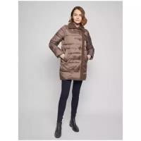 Утеплённое пальто с искусственным мехом, цвет Светло-коричневый кофе, размер M
