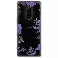 Силиконовый чехол Сиреневая цветочная рамка на Sony Xperia XZ4 / Сони Xperia XZ4