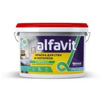 Краска водно-дисперсионная Alfavit Для стен и потолков супербелая матовая белый 5 л 6.5 кг