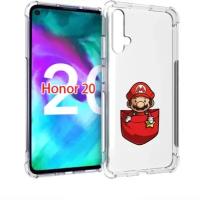 Чехол задняя-панель-накладка-бампер MyPads марио в кармашке детский для Huawei Honor 20/Honor 20S(Китайская версия YAL-AL50) противоударный