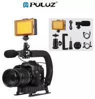 Риг, Стедикам U-Grip Puluz для камеры, GoPro, телефона Комплект со светом и Микрофоном