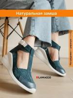 Босоножки женские на платформе сандалии спортивные кожаные, Lamacco, 1695L_Синий-велюр-т-(Белый)-40
