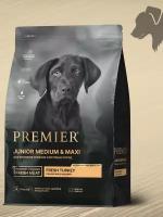 Сухой корм для собак PREMIER Dog Turkey JUNIOR Medium&Maxi (Свежее мясо индейки для юниоров средних и крупных пород) 3 кг