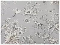 Ткань DUCK с водоотталкивающей пропиткой, 100*180 см, принт Белые цветы, цвет Серый