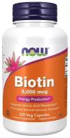 Капсулы NOW Biotin, 150 г, 200 мл, 5000 мкг, 120 шт