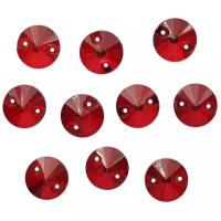 РИ001НН10 Хрустальные стразы пришивные круглые, красные 10мм, 10шт/упак Astra&Craft