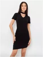 Платье-футляр вечернее, прилегающее, мини, размер 40, черный