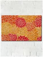 Картина интерьерная на рельефной доске растительный орнамент (желтый, оранжевый, красный) - 728
