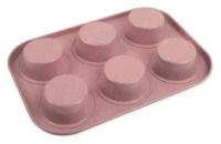 Форма металлическая квадратная для кексов, маффинов, капкейков 26.5 х 18.8 см цв. розовый (арт: FPC-0043-розовый)