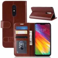 Чехол для сотового телефона MyPads для LG G7 Fit с мульти-подставкой застёжкой и визитницей коричневый