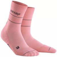 Функциональные укороченные гольфы CEP REFLECTIVE для бега CEP Reflective Crew Socks C103R Розовый II C103RW-4