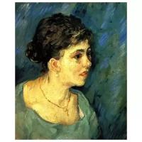 Репродукция на холсте Портрет женщины в голубом (Portrait of Woman in Blue) Ван Гог Винсент 30см. x 37см