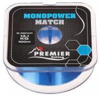 Леска Preмier fishing MONOPOWER мatch, диаметр 0.4 мм, тест 13.1 кг, 100 м, голубая