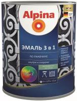 Эмаль по ржавчине Alpina 3 в 1 0,75 л