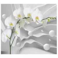 Фотообои флизелиновые Design Studio 3D Белая орхидея на объемном фоне