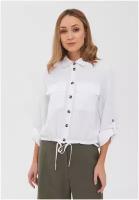 Рубашка Gerry Weber, повседневный стиль, укороченный рукав, карманы, однотонная, размер M, белый