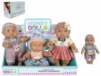 Пупс виниловая кукла Honey Doll с мимикой ESSA, размер 22см, коллекционная развивающая игрушка для девочки, можно купать, BY09902