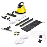 Пароочиститель для дома Karcher SC 2 Deluxe EasyFix + аксессуары VELER: 2 салфетки для пола, 2 обтяжки для ручной насадки, 4 щёточки, насадка для мойки окон