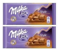 Шоколадная плитка Milka Triple Caramel / Милка Трипл карамель 2 шт. 90 г. (Германия)