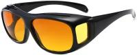 Набор мужские зеркальные очки ночного видения для вождения антиблик антифары пыленепроницаемые с защитой от ветра с футляром для хранения (Оранжевый)