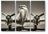Модульная картина Старинный самолета на взлетно-посадочной полосе170x122