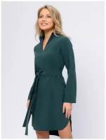 Платье-рубашка темно-зеленое разноуровневое