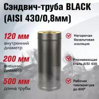 Сэндвич-труба BLACK (AISI 430/0,8мм) L-0,5м (120x200)