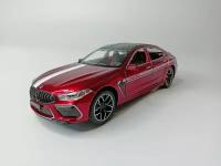 Коллекционная машинка игрушка металлическая BMW M8 для мальчиков масштабная модель 1:24 красная