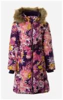 Пальто для девочки HUPPA YACARANDA, розовый с принтом 24313, размер 134
