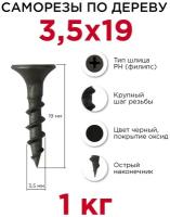 Саморезы по дереву Профикреп 3,5 x 19 мм, 1 кг